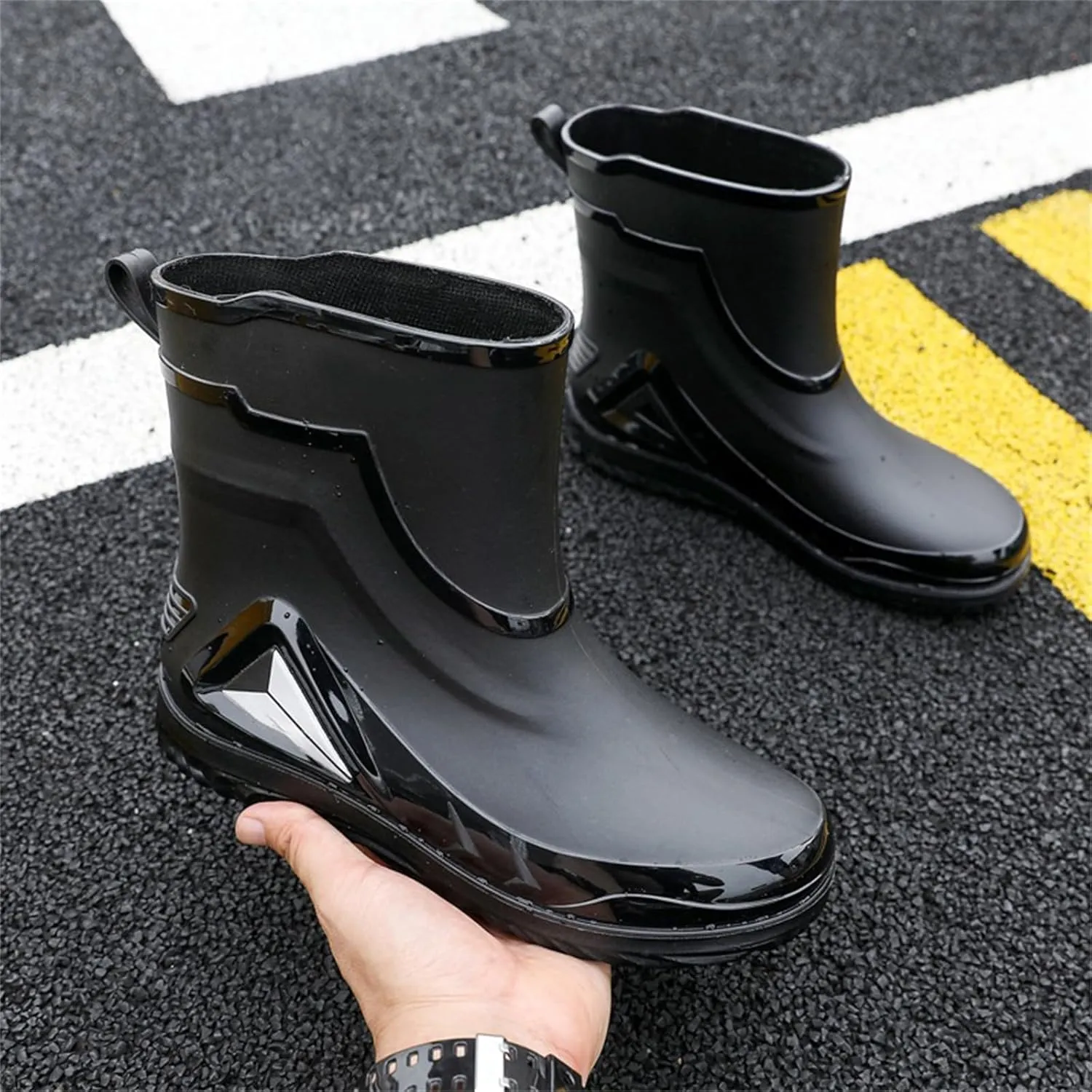 Women's Ankle Rain Boots Waterproof Rubber Deck Boots Short Garden Shoes Comfortable Non Slip Work Shoes