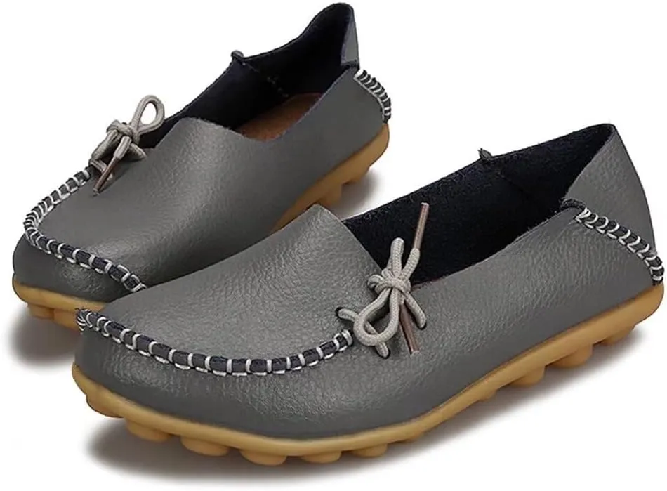 Women's Leather Slipper Loafers Flat Shoes Slip-Ons