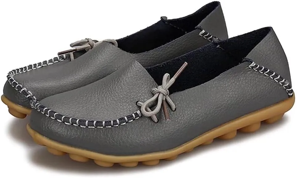 Women's Leather Slipper Loafers Flat Shoes Slip-Ons