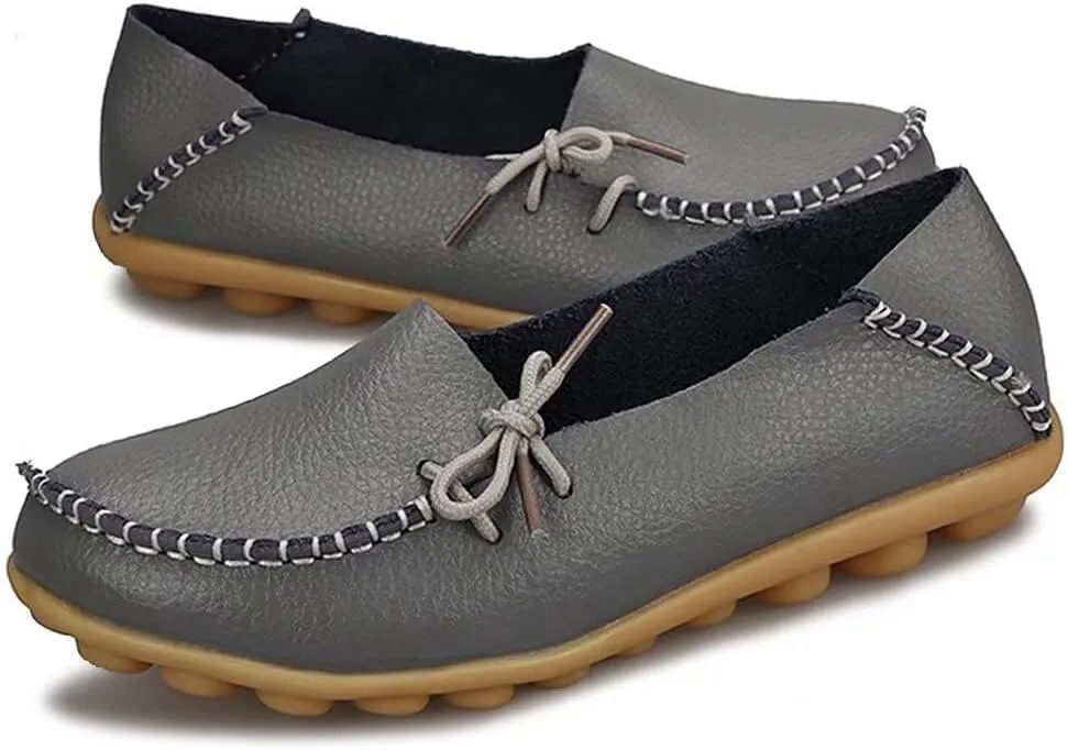 Women's Leather Slipper Loafers Flat Shoes Slip-Ons
