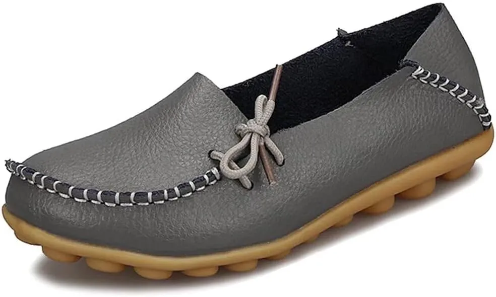 Women's Leather Slipper Loafers Flat Shoes Slip-Ons