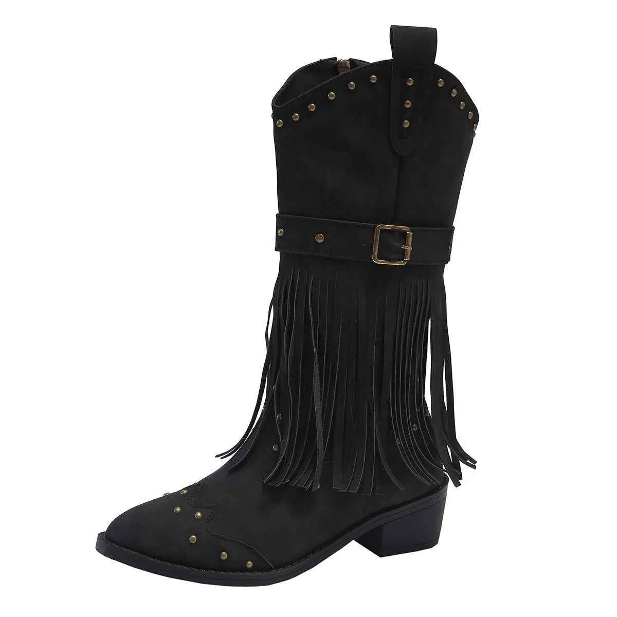 Women’s Mid-Calf Cowboy Boots with Tassels in 2 Colors