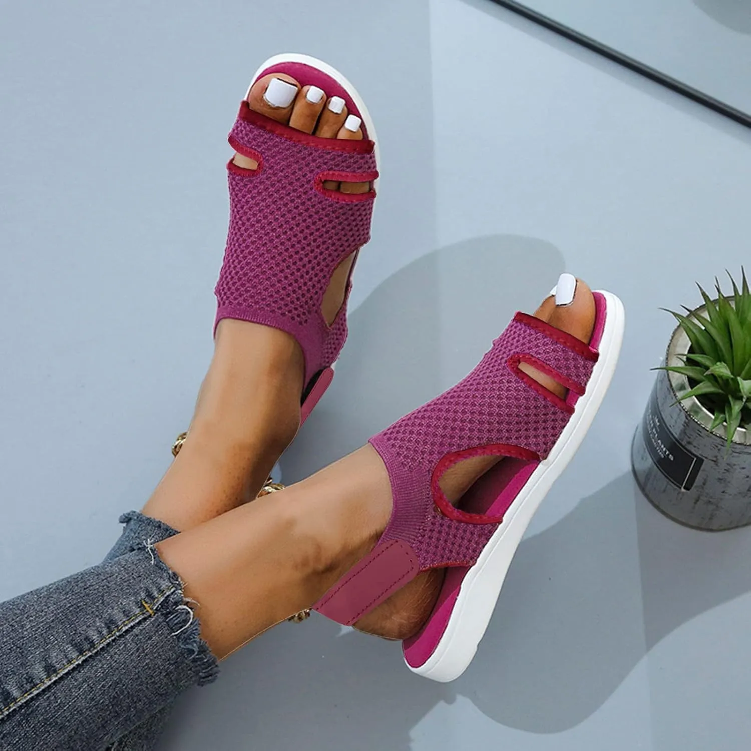 Womens Orthopedic Mesh Slides Breathable Design Summer Casual Sandals Arch Support Comfortable Beach Walking Quick Dry Sport Shoes Orthopedic Shoes for Women