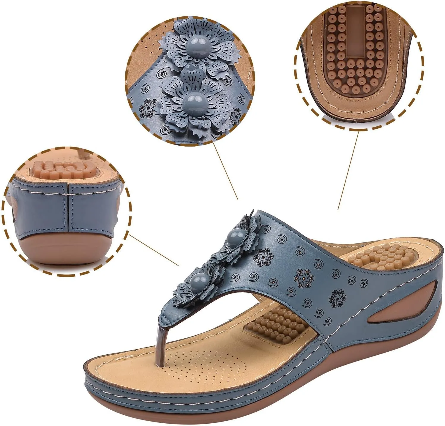 Womens Orthopedic Sandals With Arch Support Summer Casual Flip Flops Adjustable Buckle Beach Walking Shoes Breathable Mesh Quick Dry Sport Sandals Orthopedic Shoes for Women