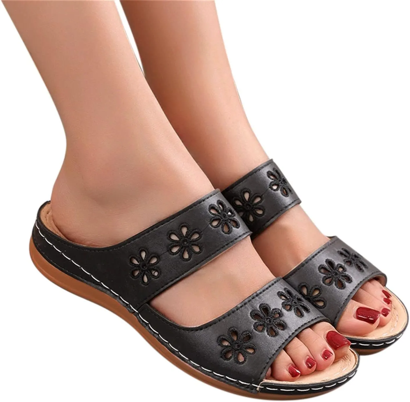 Womens Recovery Sandals Orthopedic with Arch Support Adjustable Straps Comfortable Walking Shoes Thick Cushion Summer Beach Casual Outdoor Plantar Fasciitis Relief