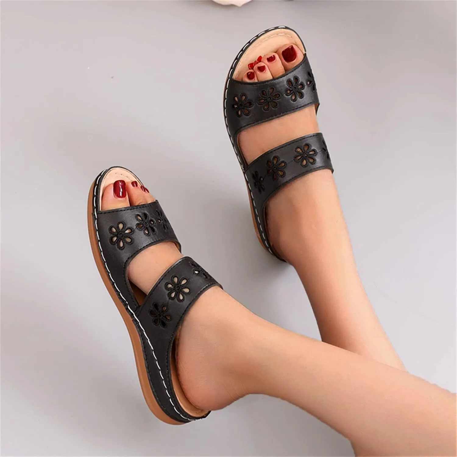 Womens Recovery Sandals Orthopedic with Arch Support Adjustable Straps Comfortable Walking Shoes Thick Cushion Summer Beach Casual Outdoor Plantar Fasciitis Relief