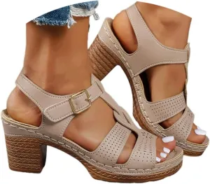 Women's Sandals Comfortable Toe Open Slip On High Heel Casual Footwear Sandals for Women with Heel Size 11