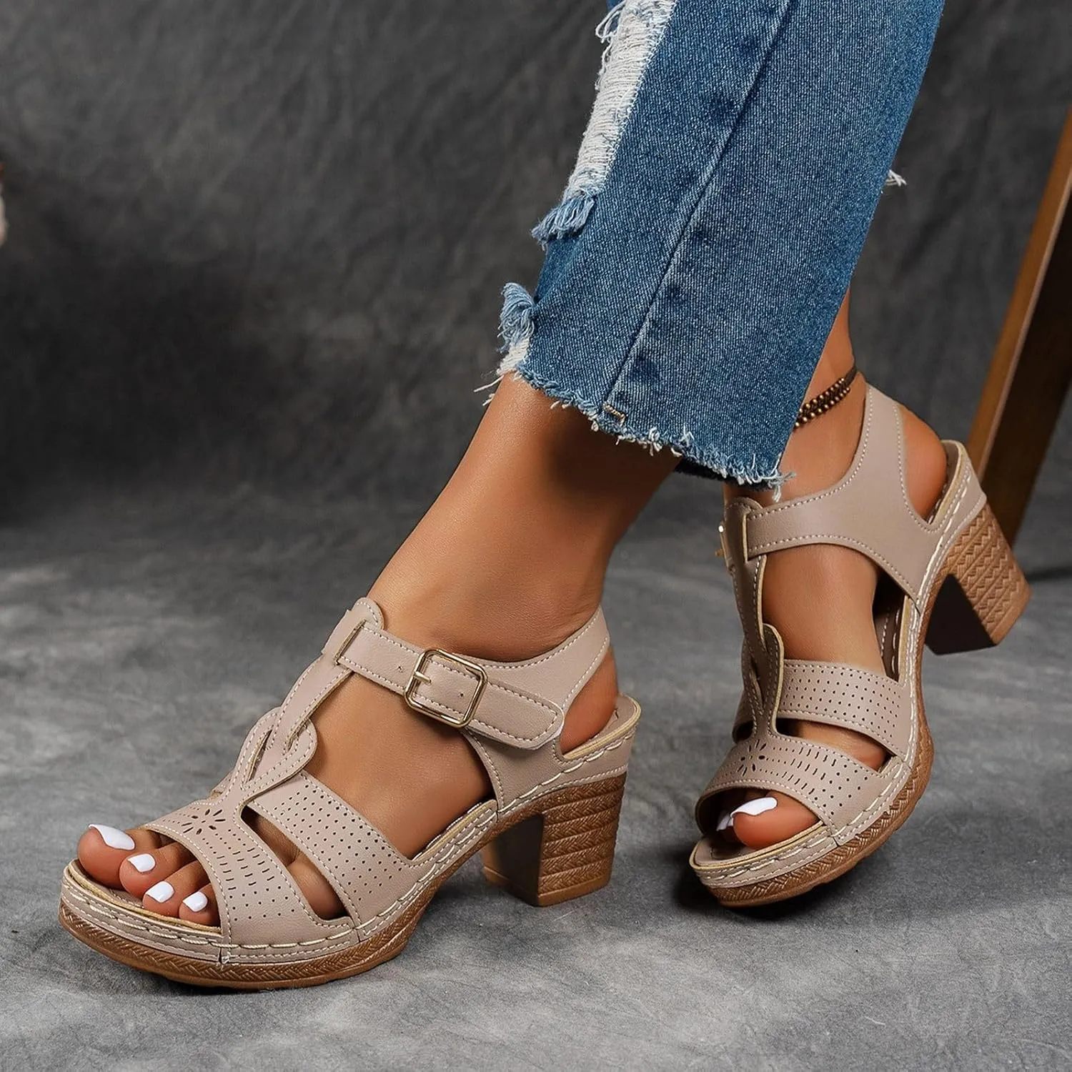 Women's Sandals Comfortable Toe Open Slip On High Heel Casual Footwear Sandals for Women with Heel Size 11