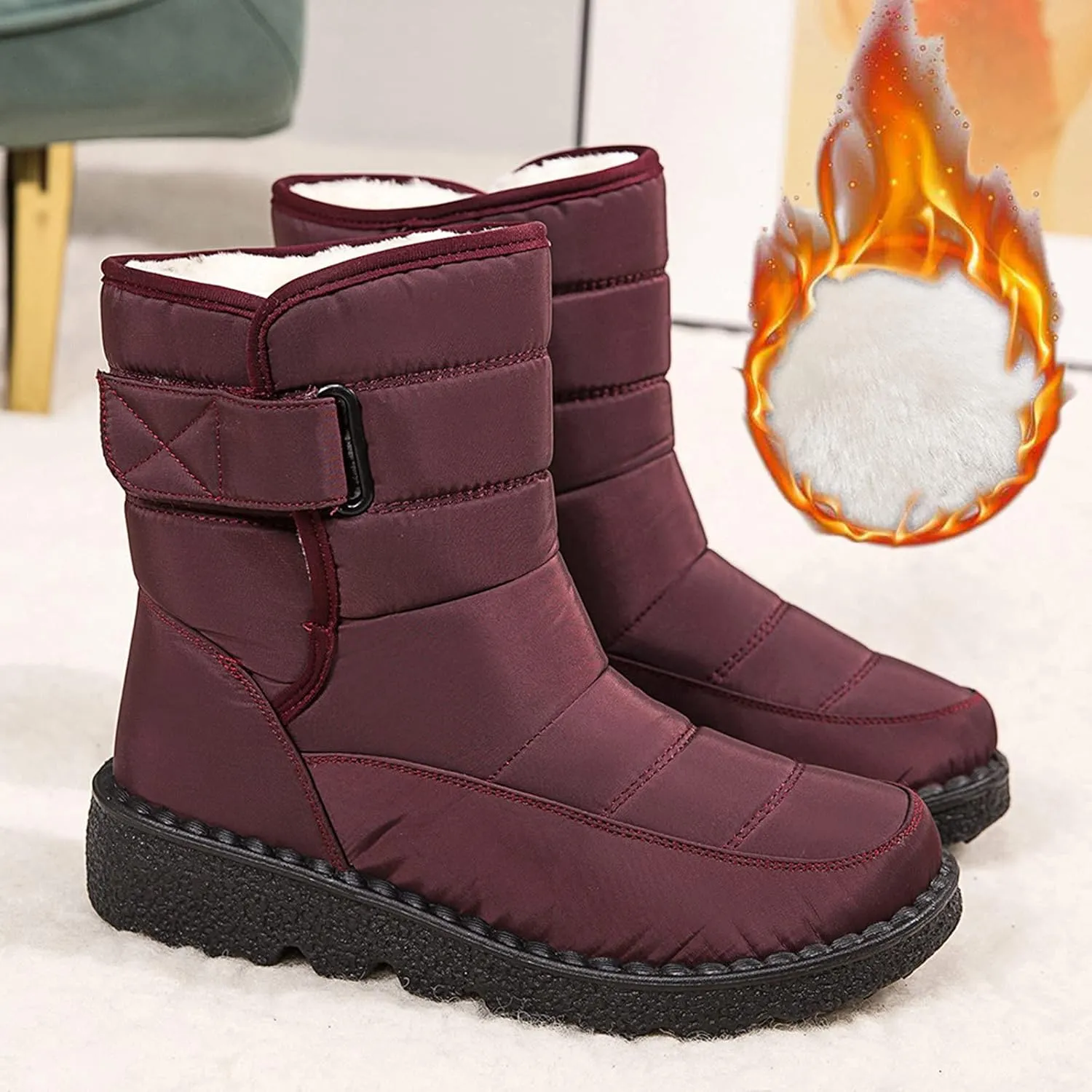 Womens Snow Boots Warm Fur Lined Winter Boots Waterproof Non Slip Ankle Boot Comfortable Walking Shoes for Women