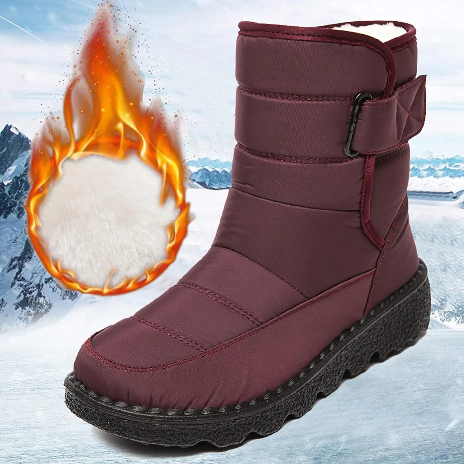 Womens Snow Boots Warm Fur Lined Winter Boots Waterproof Non Slip Ankle Boot Comfortable Walking Shoes for Women