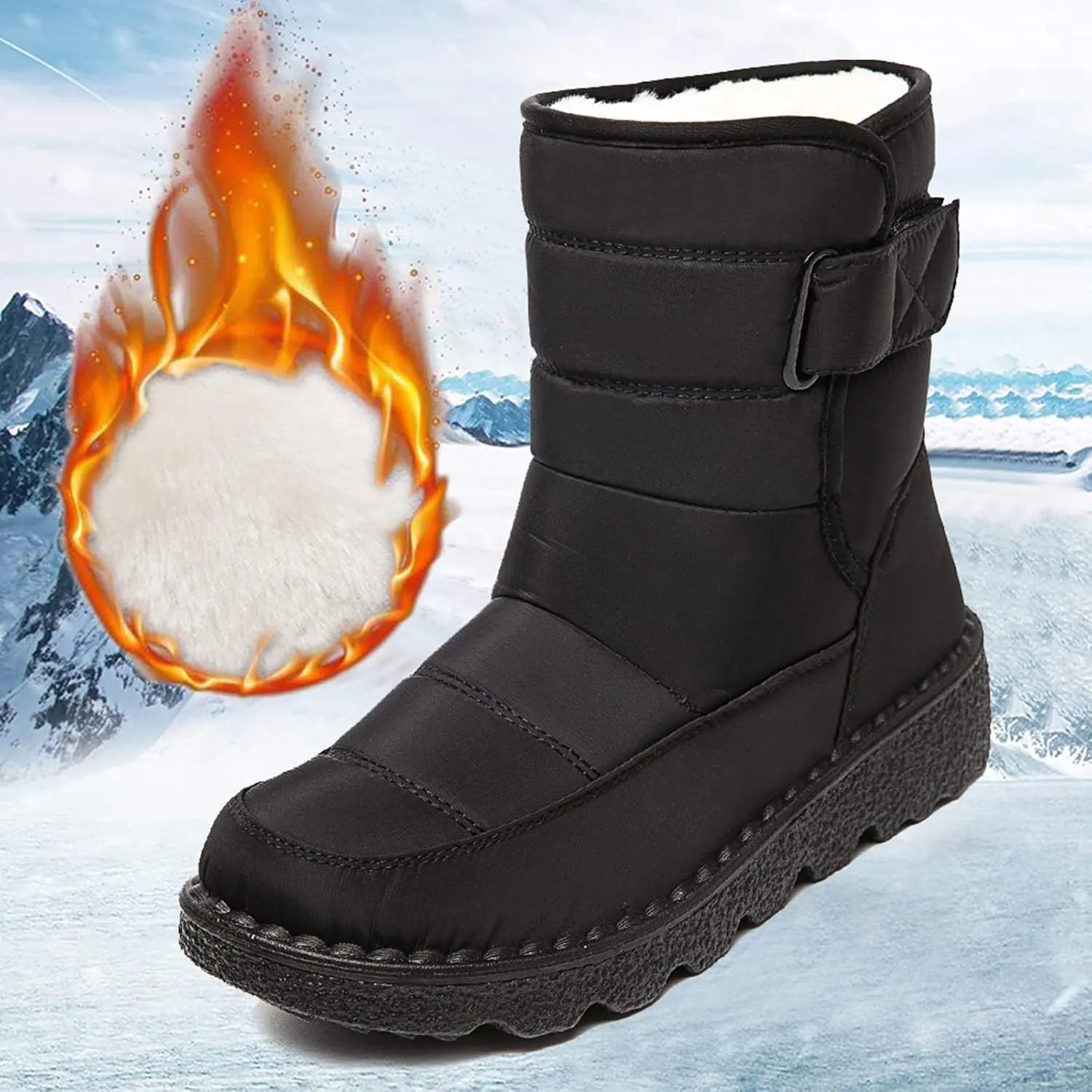 Womens Snow Boots Warm Fur Lined Winter Boots Waterproof Non Slip Ankle Boot Comfortable Walking Shoes for Women