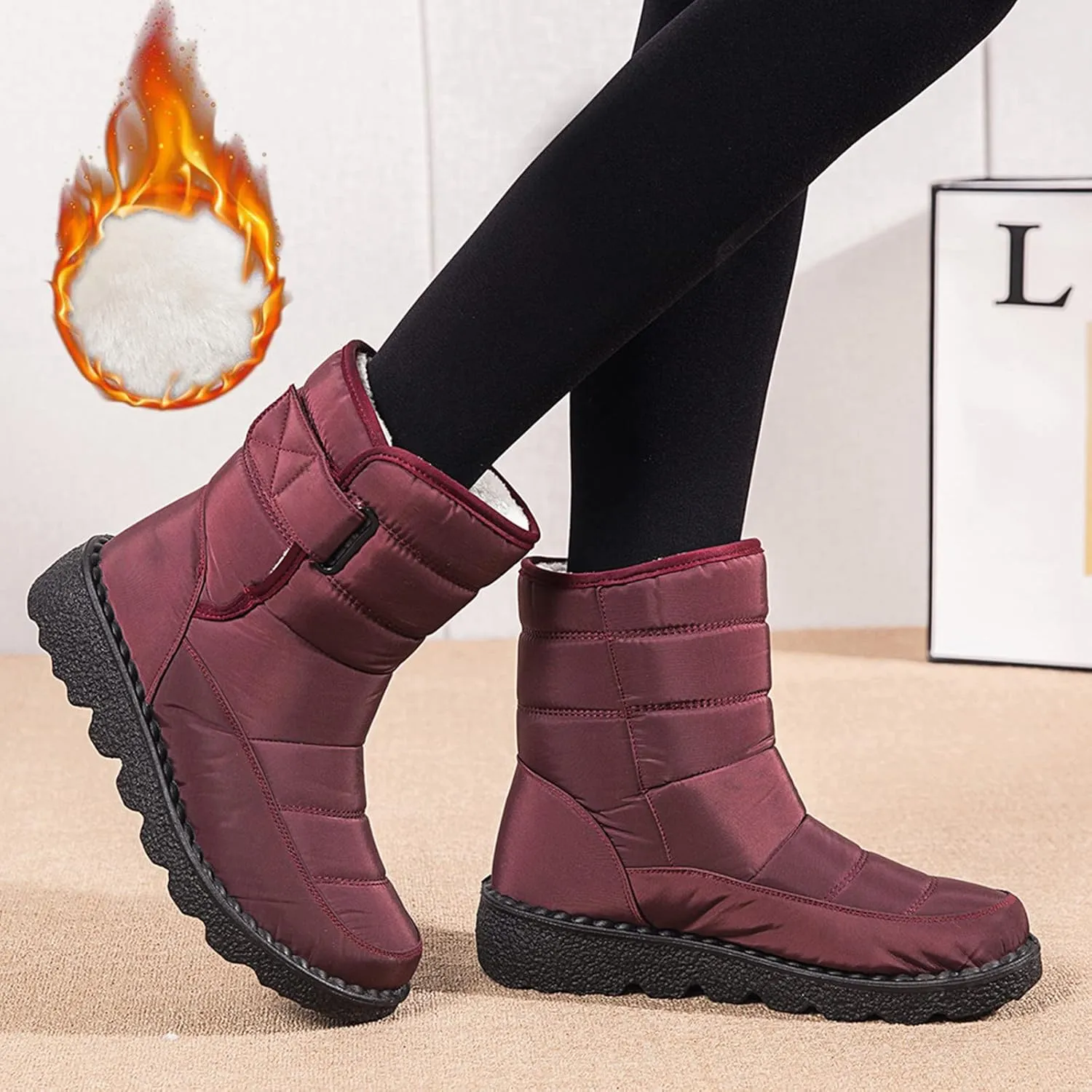 Womens Snow Boots Warm Fur Lined Winter Boots Waterproof Non Slip Ankle Boot Comfortable Walking Shoes for Women