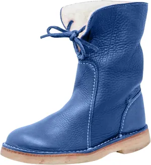 Womens Vintage Buttery-soft Waterproof Wool Lining Boots Fashion Lace Up Boots Warm Winter Boots Wide Calf FurBoots