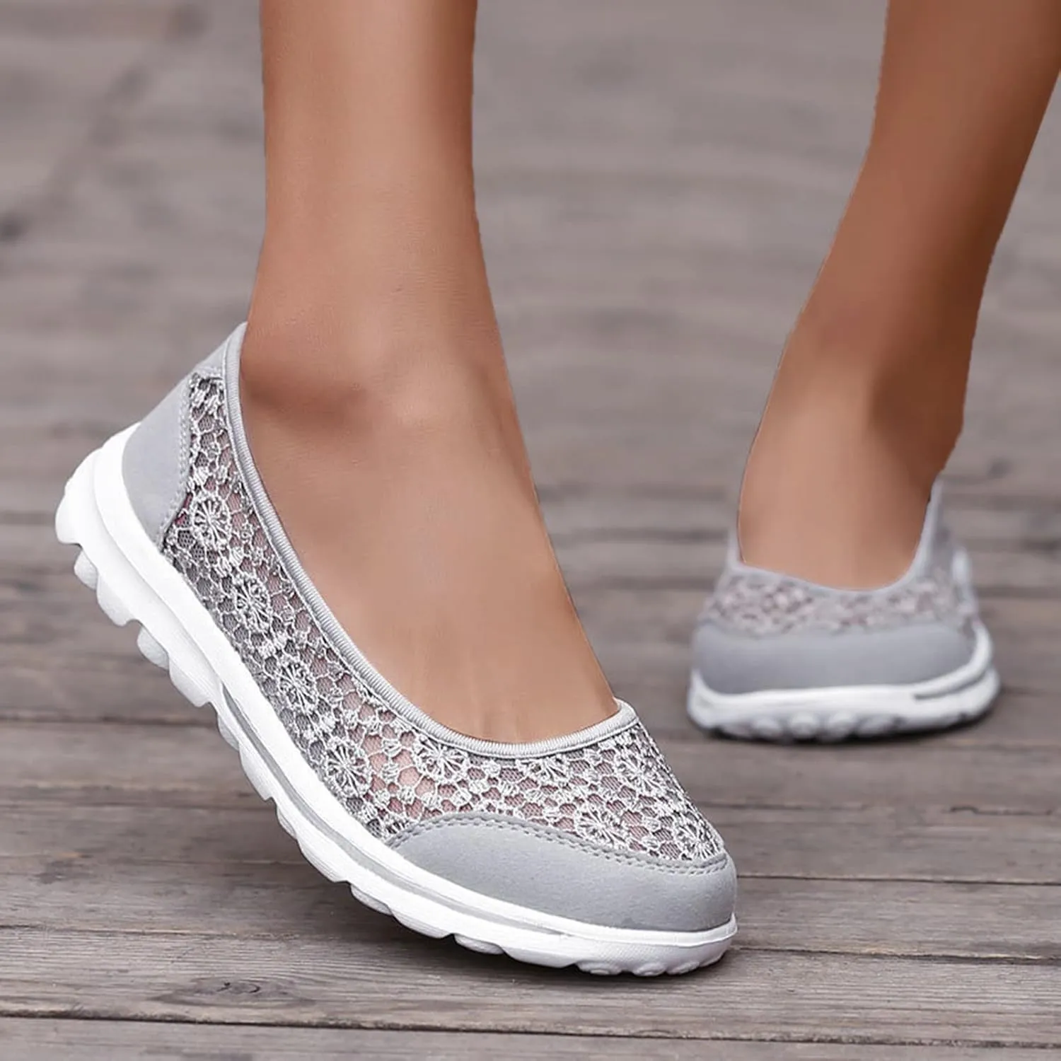 Womens Walking Sneakers Comfortable Loafers Casual Slip-On Walking Shoes Lightweight Dressy Flats Summer Shoes