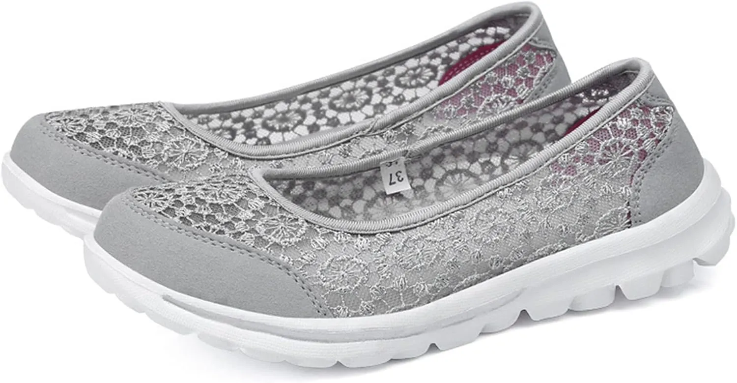 Womens Walking Sneakers Comfortable Loafers Casual Slip-On Walking Shoes Lightweight Dressy Flats Summer Shoes