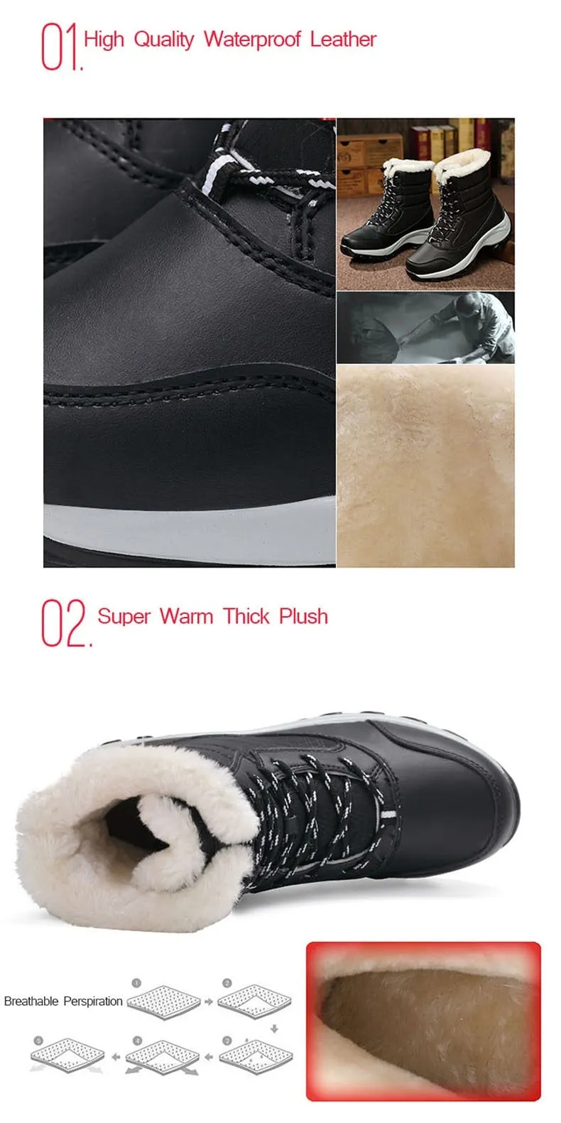 Women's Waterproof Non-Slip Texture Design Snow Shoes
