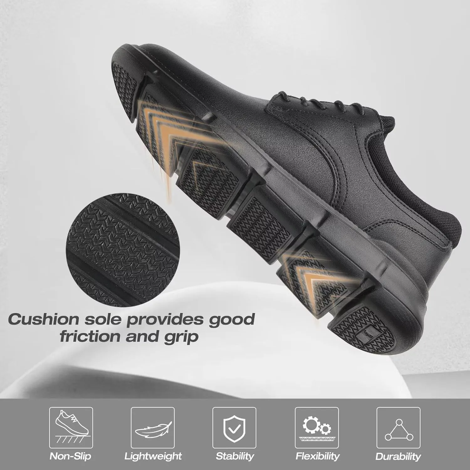 XPACS Men's Orthopedic Leather Dress Walking Shoes: Comfortable Arch Support Orthotic Plantar Fasciitis Business Casual Oxford, Flat Feet Formal Tennis Work Shoes for Foot and Heel Pain Relief