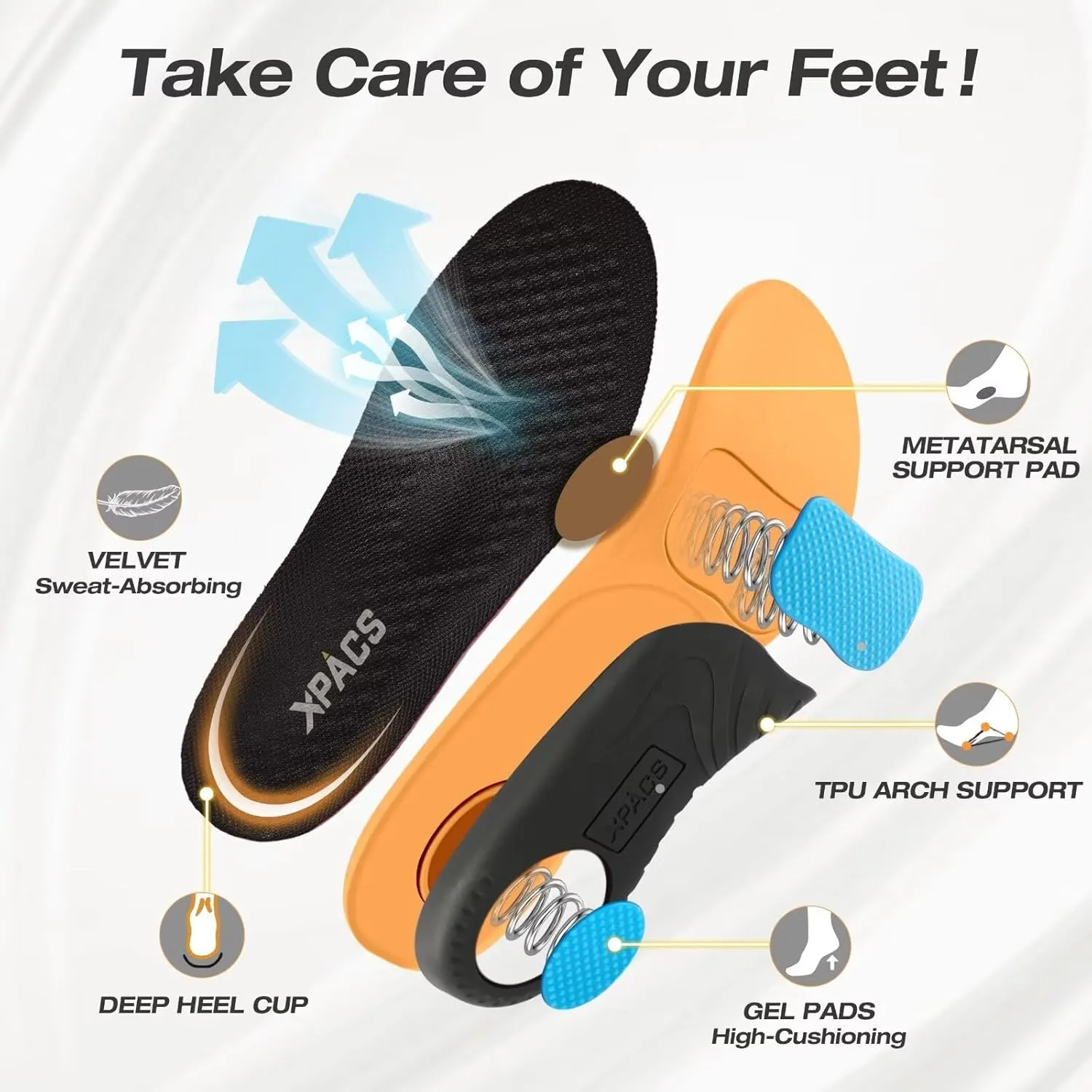 XPACS Men's Orthopedic Leather Dress Walking Shoes: Comfortable Arch Support Orthotic Plantar Fasciitis Business Casual Oxford, Flat Feet Formal Tennis Work Shoes for Foot and Heel Pain Relief