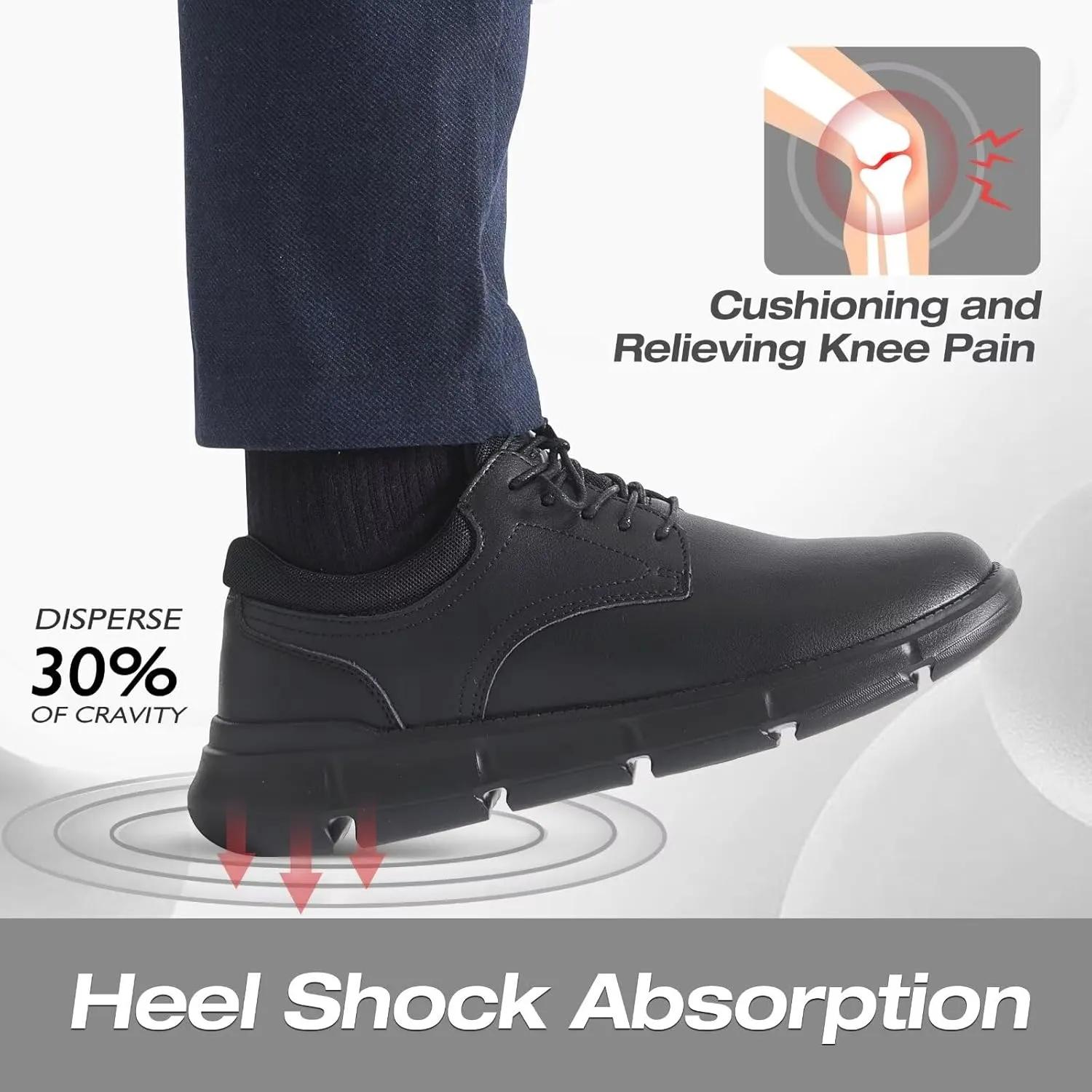 XPACS Men's Orthopedic Leather Dress Walking Shoes: Comfortable Arch Support Orthotic Plantar Fasciitis Business Casual Oxford, Flat Feet Formal Tennis Work Shoes for Foot and Heel Pain Relief