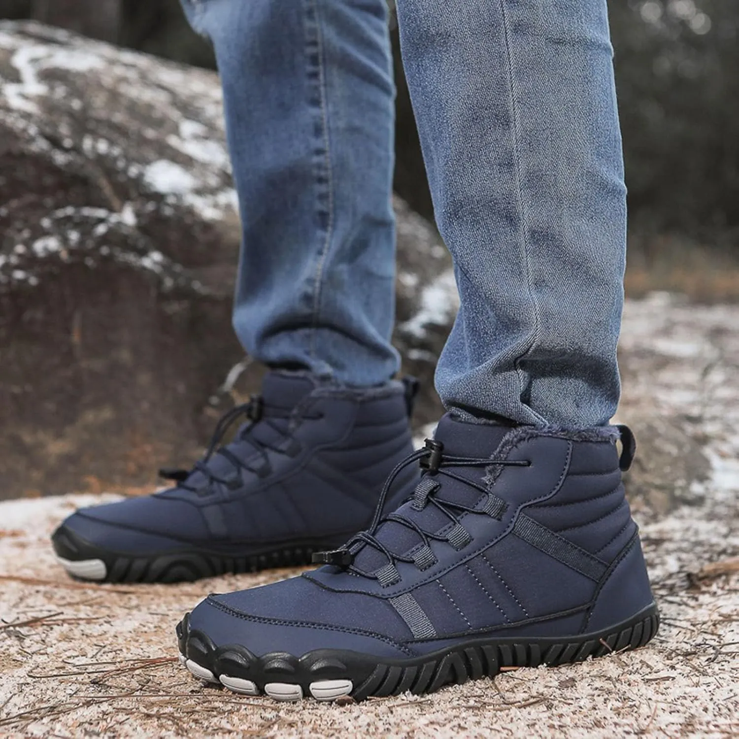 Yanzhenglip Winter Wide Toe Barefoot Hiking Shoes Boots, Non-Slip Waterproof Outdoor Running Boots Snow Boots