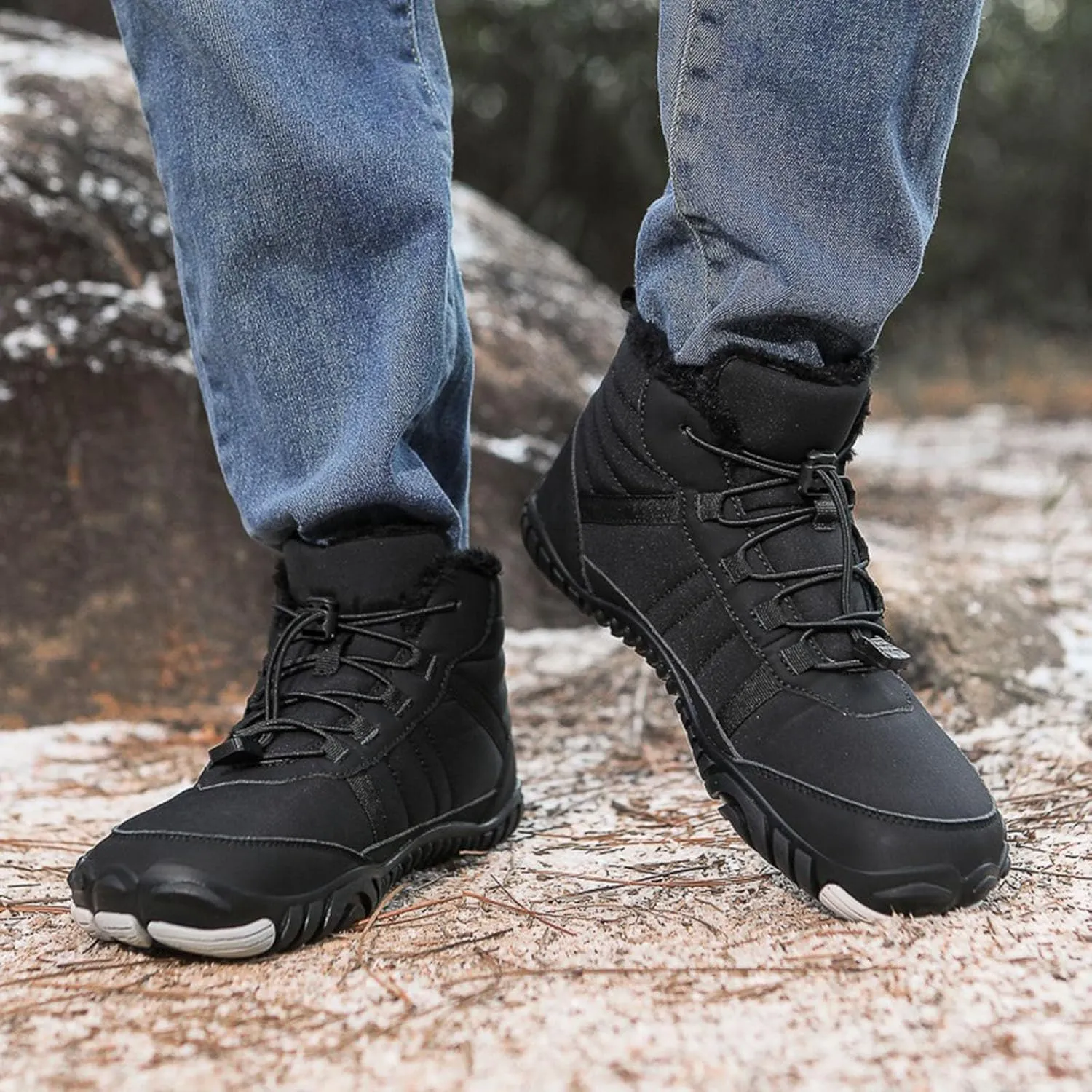 Yanzhenglip Winter Wide Toe Barefoot Hiking Shoes Boots, Non-Slip Waterproof Outdoor Running Boots Snow Boots