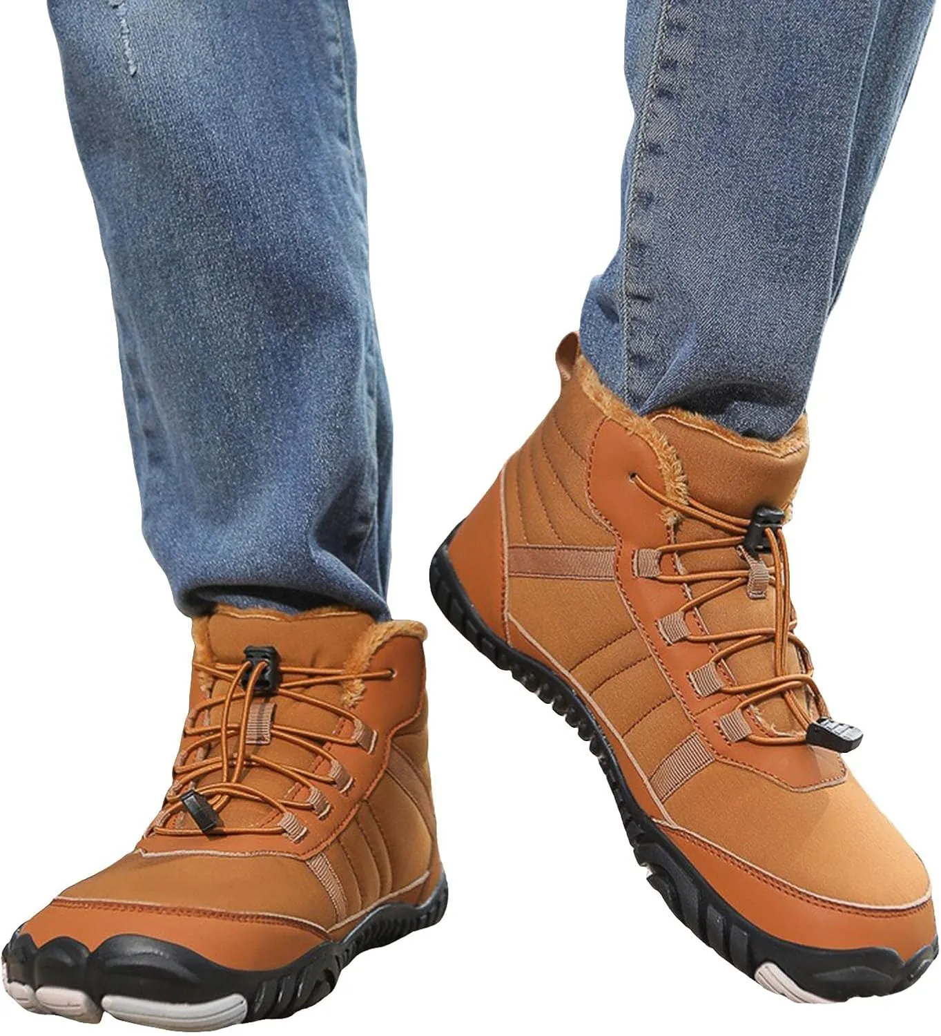 Yanzhenglip Winter Wide Toe Barefoot Hiking Shoes Boots, Non-Slip Waterproof Outdoor Running Boots Snow Boots