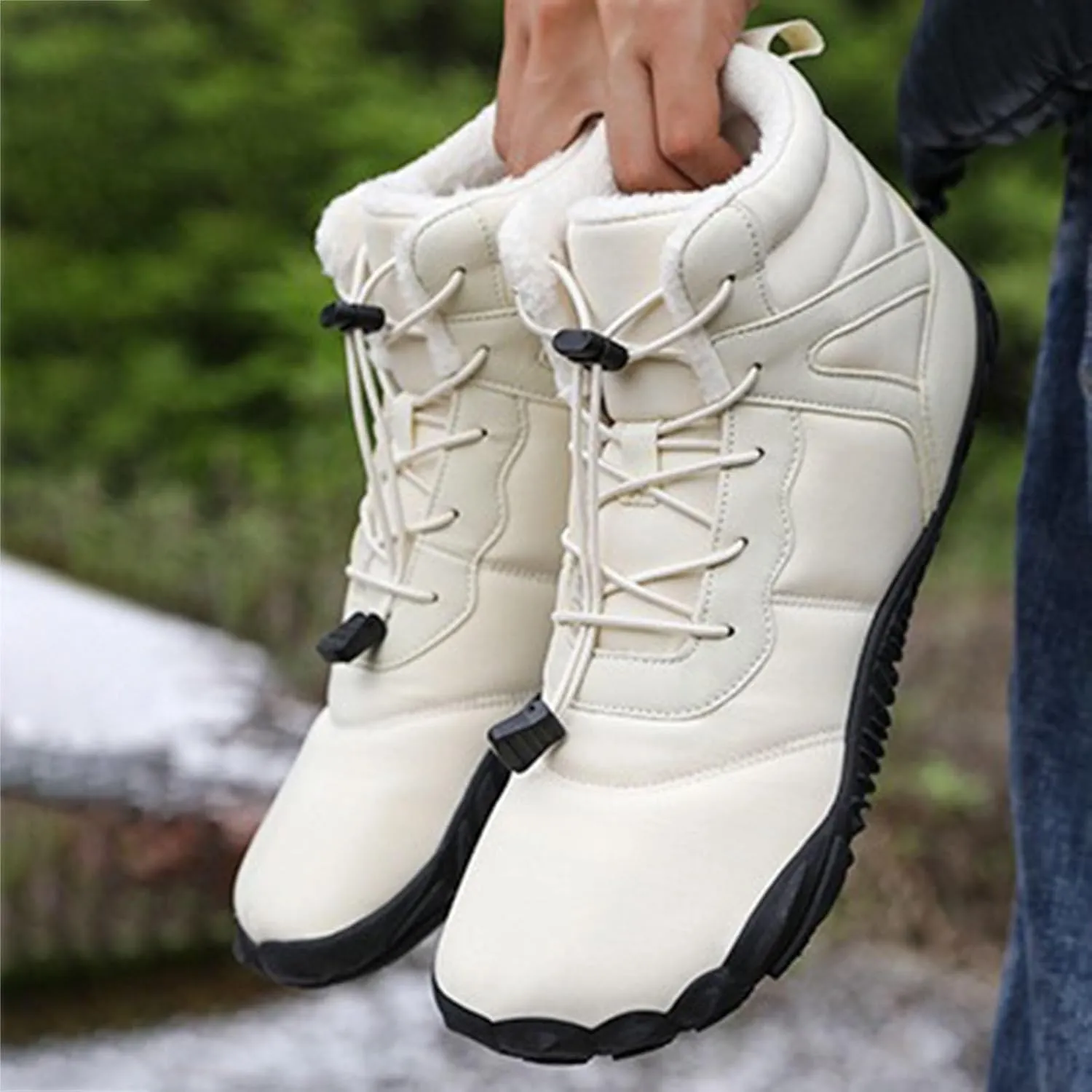 Yanzhenglip Winter Wide Toe Barefoot Hiking Shoes Boots, Non-Slip Waterproof Outdoor Running Boots Snow Boots