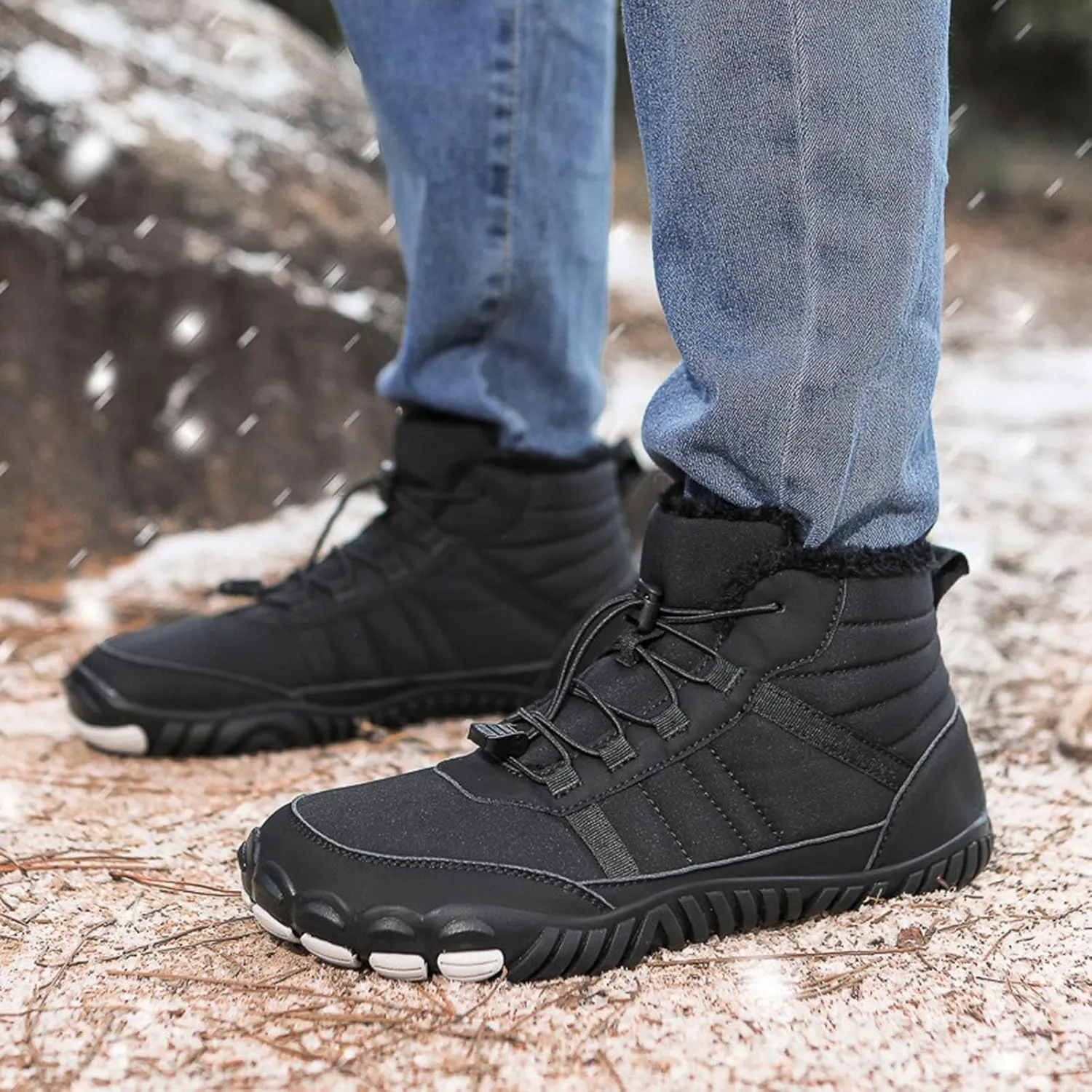 Yanzhenglip Winter Wide Toe Barefoot Hiking Shoes Boots, Non-Slip Waterproof Outdoor Running Boots Snow Boots