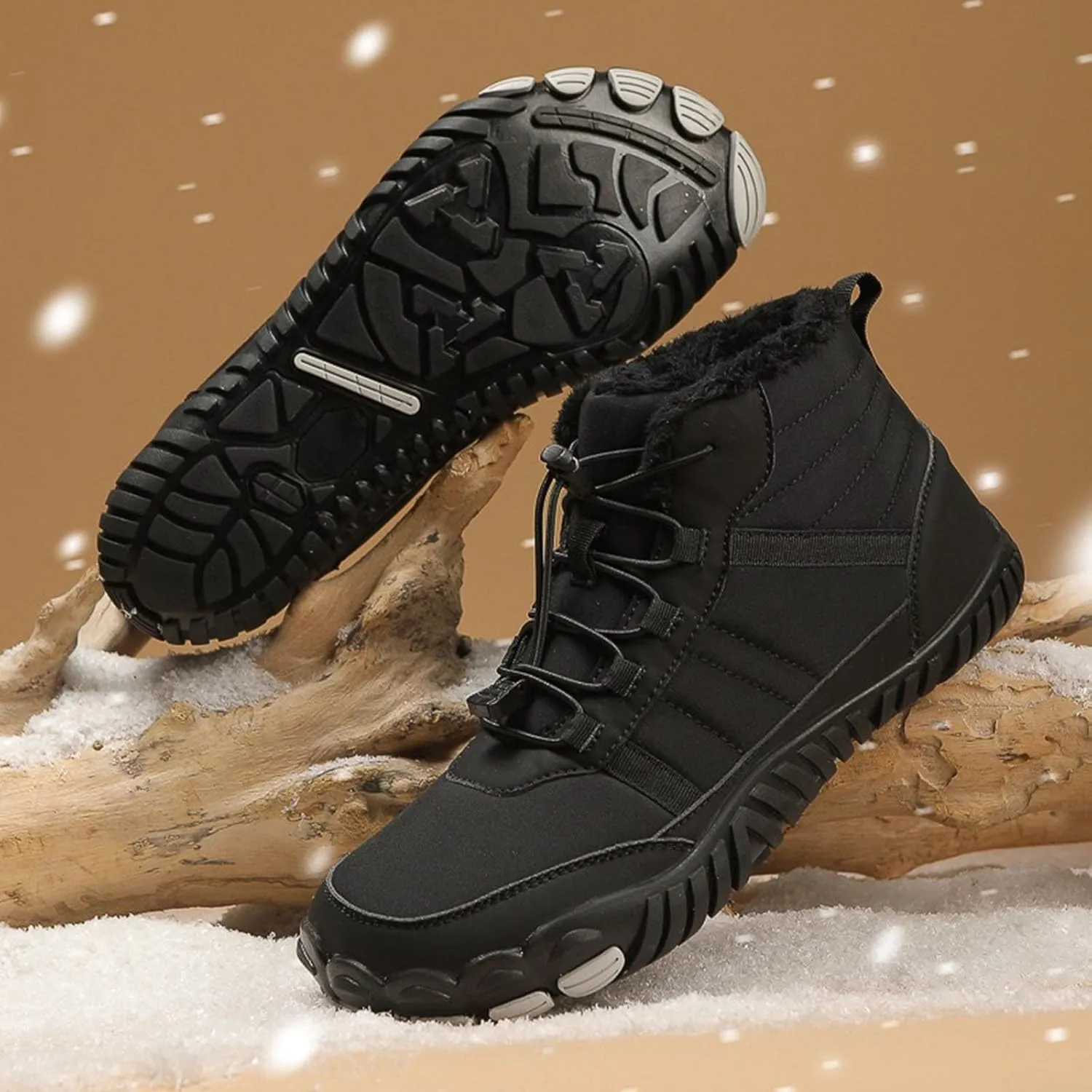 Yanzhenglip Winter Wide Toe Barefoot Hiking Shoes Boots, Non-Slip Waterproof Outdoor Running Boots Snow Boots