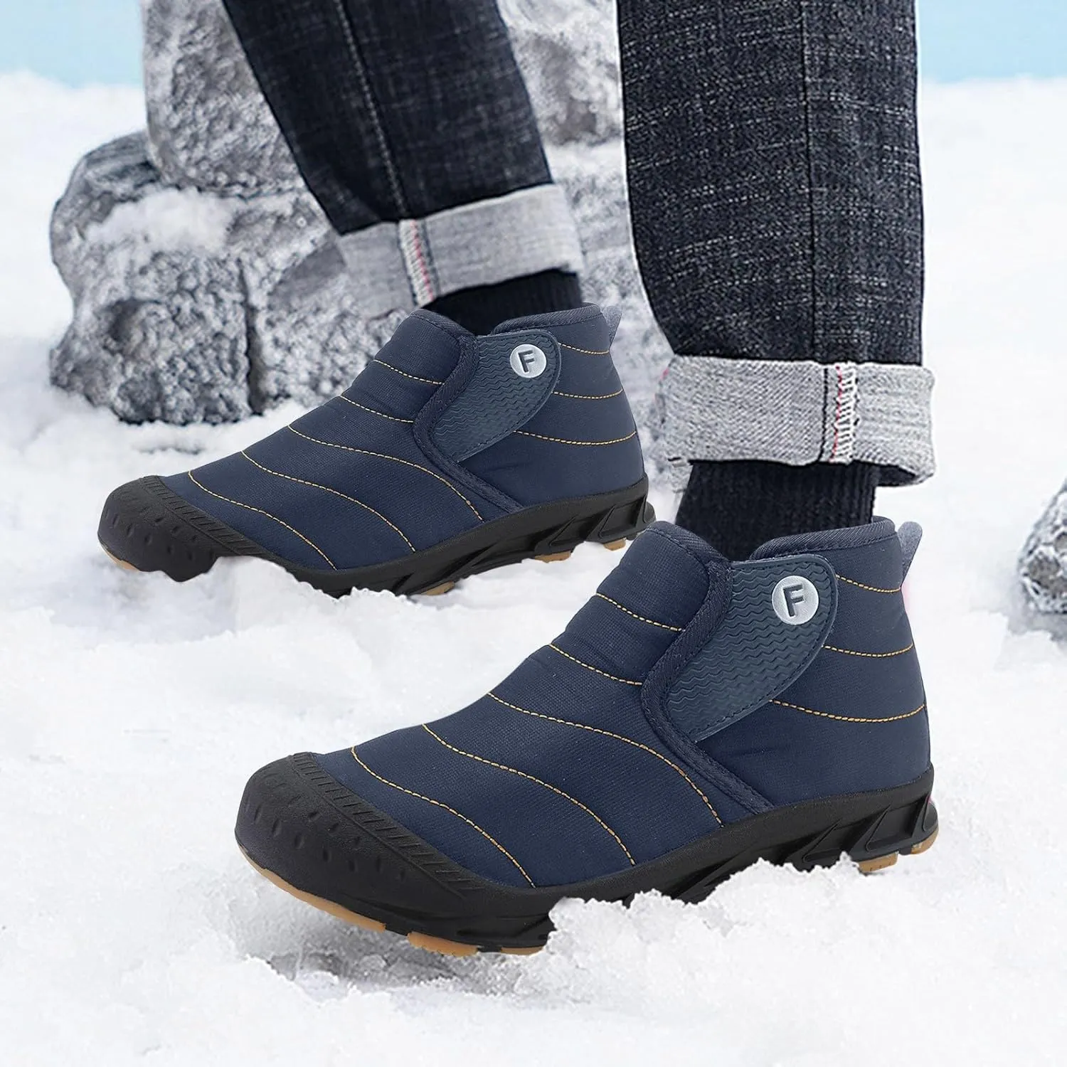 Yanzhenglip Winter Wide Toe Barefoot Hiking Shoes Boots, Non-Slip Waterproof Outdoor Running Boots Snow Boots
