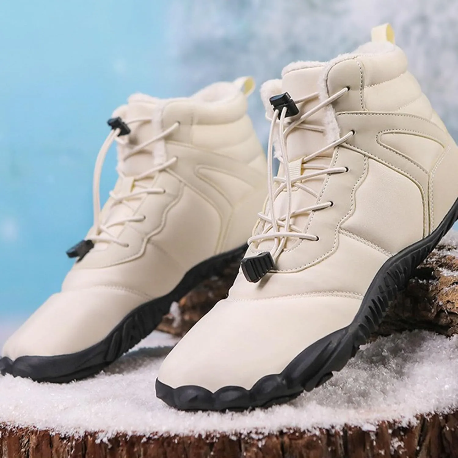 Yanzhenglip Winter Wide Toe Barefoot Hiking Shoes Boots, Non-Slip Waterproof Outdoor Running Boots Snow Boots