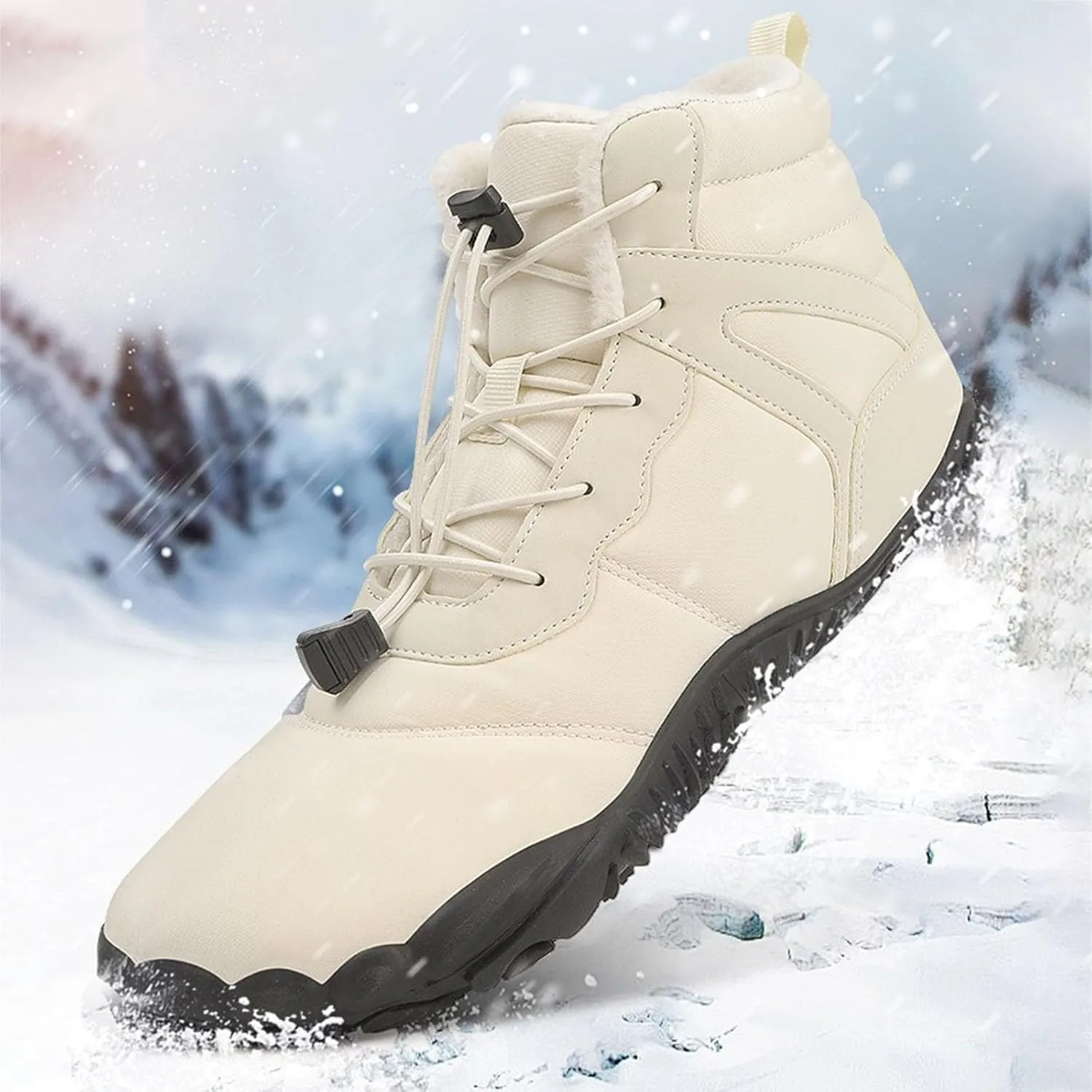 Yanzhenglip Winter Wide Toe Barefoot Hiking Shoes Boots, Non-Slip Waterproof Outdoor Running Boots Snow Boots