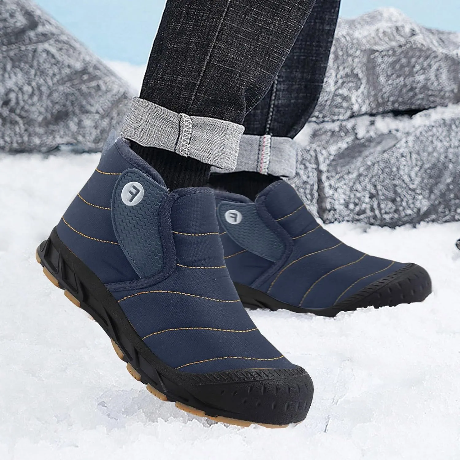 Yanzhenglip Winter Wide Toe Barefoot Hiking Shoes Boots, Non-Slip Waterproof Outdoor Running Boots Snow Boots