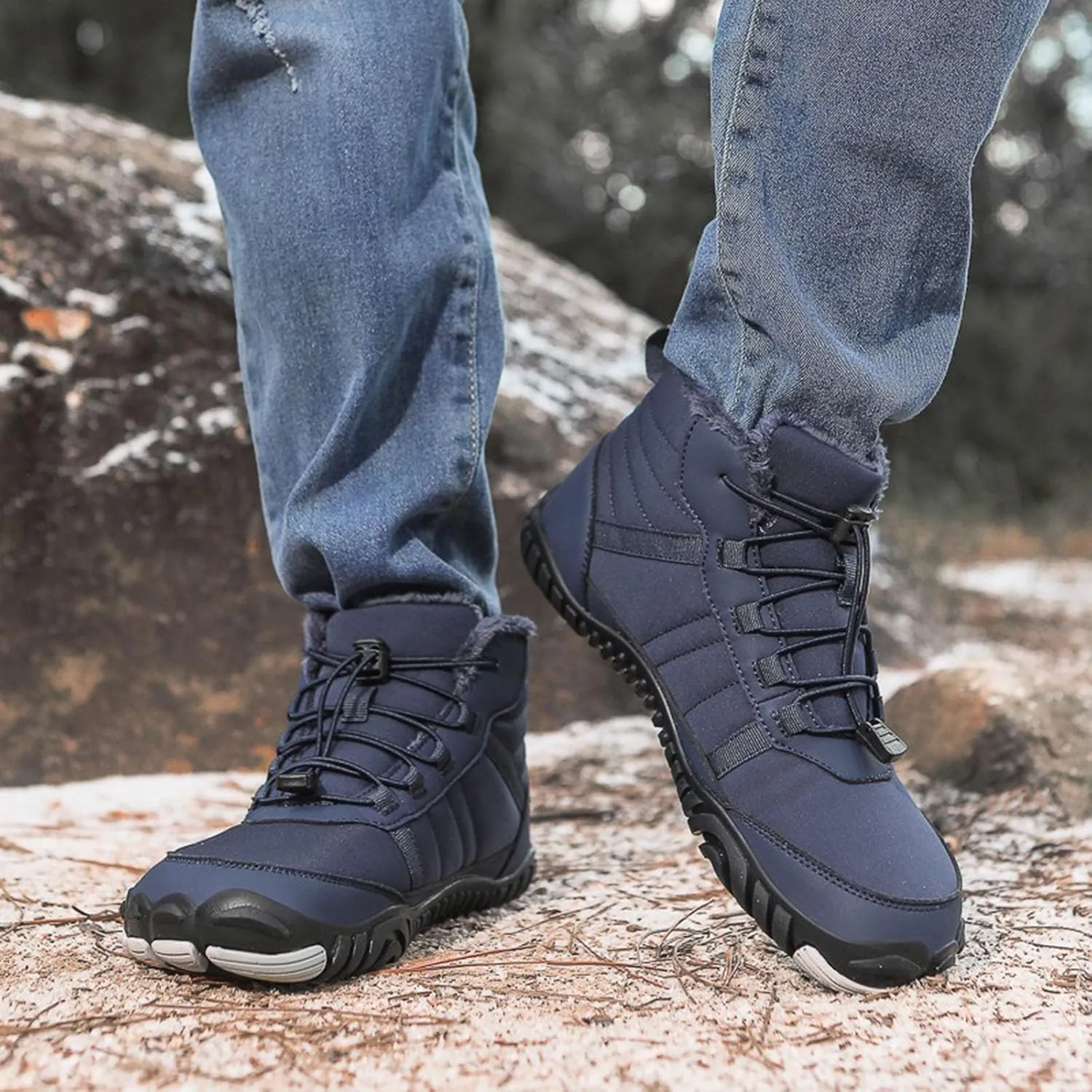 Yanzhenglip Winter Wide Toe Barefoot Hiking Shoes Boots, Non-Slip Waterproof Outdoor Running Boots Snow Boots