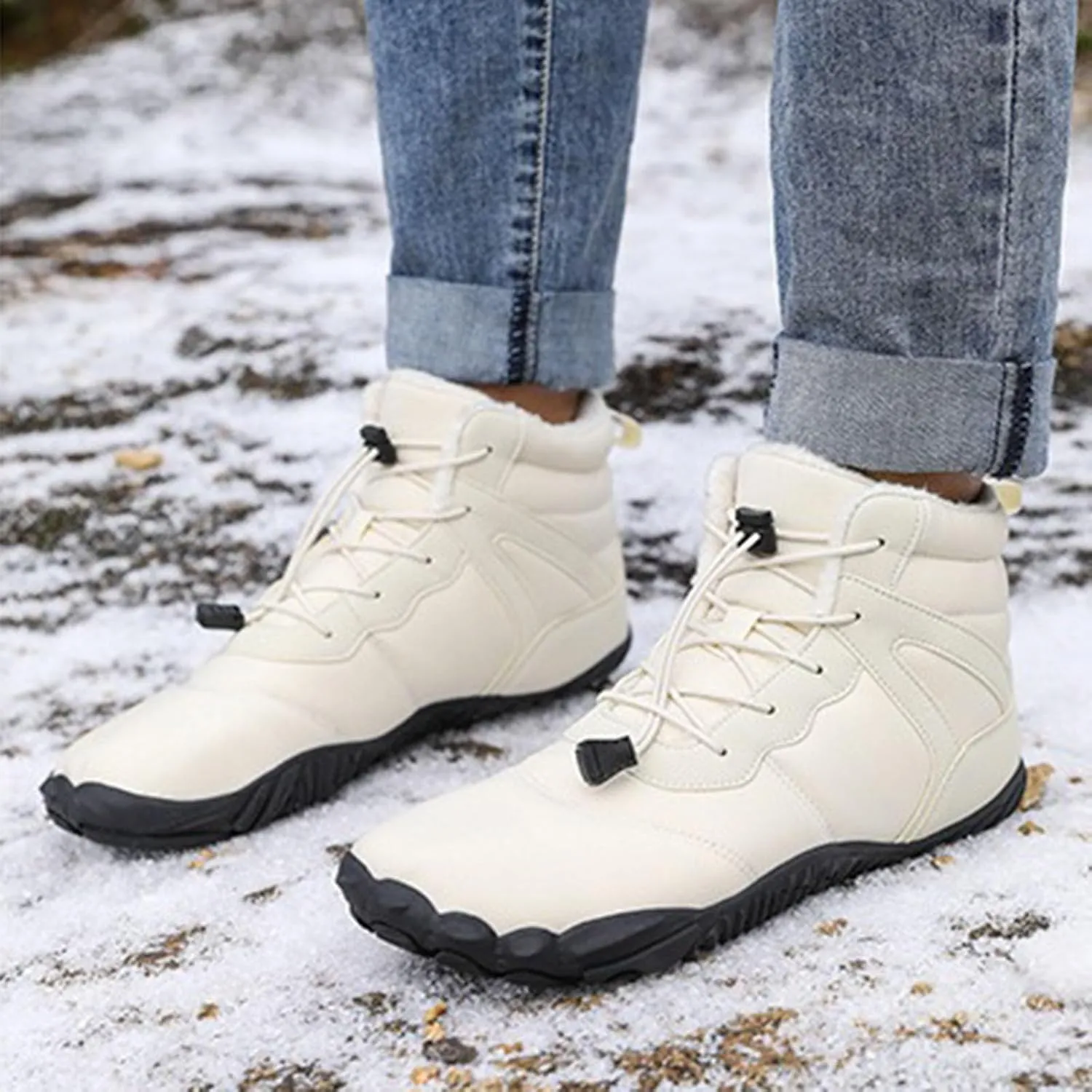 Yanzhenglip Winter Wide Toe Barefoot Hiking Shoes Boots, Non-Slip Waterproof Outdoor Running Boots Snow Boots