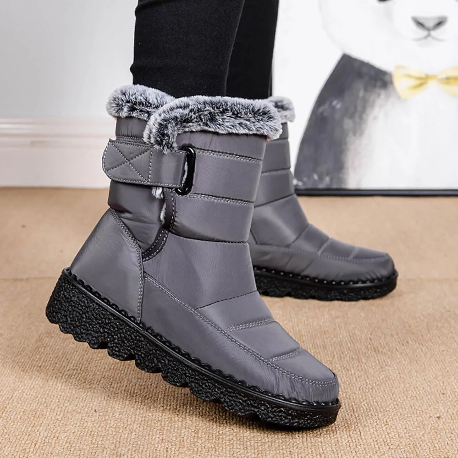 Yanzhenglip Winter Wide Toe Barefoot Hiking Shoes Boots, Non-Slip Waterproof Outdoor Running Boots Snow Boots
